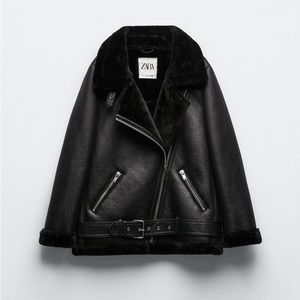 Zara Double Faced Black Aviator Coat (NWOT)